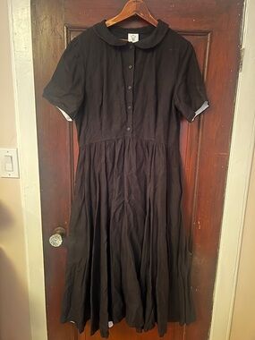 Son de Flor Black Peter Pan Collar Midi Dress